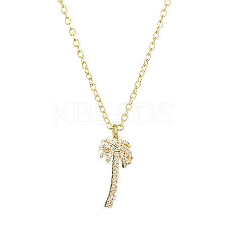 Brass Cubic Zirconia Charms Necklace for Women NJEW-JN04926-1