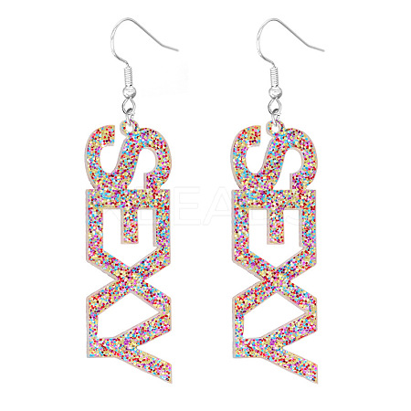 Bling Acrylic Word Sexy Dangle Earrings GIPO-PW0001-017P-1