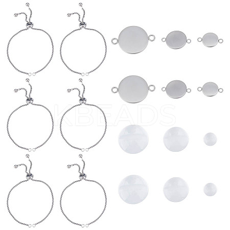 DIY Blank Dome 304 Stainless Steel Slider Bracelets Making Kit DIY-GO0002-46-1