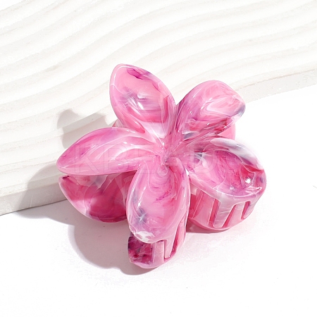 5-Petals Flower Shapes Plastic Claw Hair Clips PW-WG70882-01-1