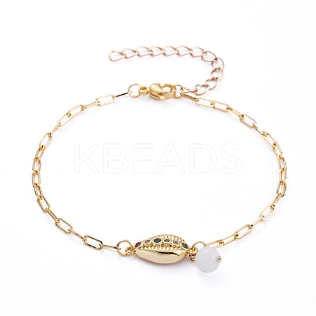 Brass Micro Pave Cubic Zirconia Link Bracelets BJEW-JB05126-01-1