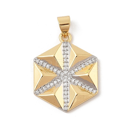 Brass Micro Pave Cubic Zirconia Pendants KK-U047-21GP-1