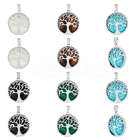 10Pcs 5 Styles Natural & Synthetic Mixed Gemstone Pendants G-HY0001-20-1