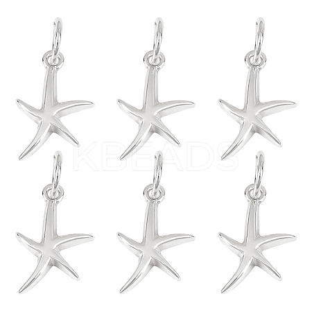 6Pcs 925 Sterling Silver Pendants STER-DR0001-33-1