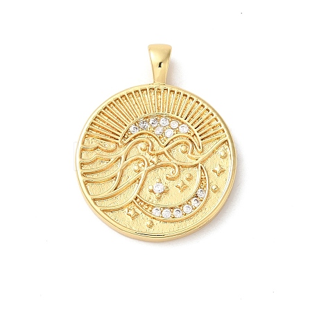 Rack Plating Brass Clear Cubic Zirconia Pendants KK-Z056-24G-1