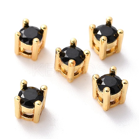 Brass inlaid Cubic Zirconia Slide Charms ZIRC-F125-02C-G-1