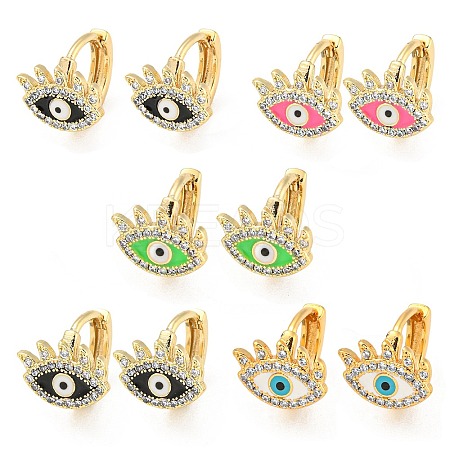 Eye Real 18K Gold Plated Brass Hoop Earrings EJEW-L269-079G-1
