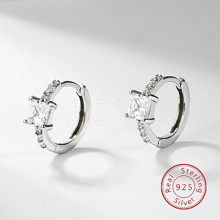 Anti-Tarnish Rhodium Plated Platinum 925 Sterling Silver Hoop Earrings OB9176-4-1