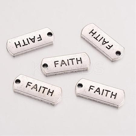 Tibetan Style Alloy Rectangle with Word Faith Pendants TIBEP-Q043-058-RS-1