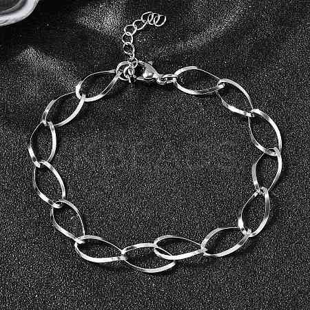 304 Stainless Steel Link Chain Bracelets for Women BJEW-A051-02P-1