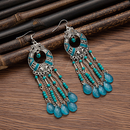 Tibetan Style Alloy Resin Dangle Earrings FS-WG46048-03-1