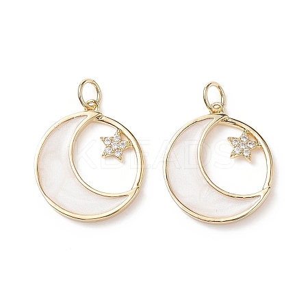 Rack Plating Brass Micro Pave Clear Cubic Zirconia Pendants ZIRC-CJC0001-01G-1