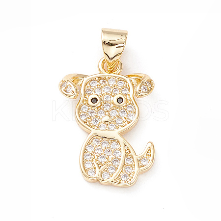 Brass Micro Pave Cubic Zirconia Pendants X-KK-D067-06G-RS-1