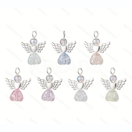 60Pcs Heart Angel Acrylic Pendant Decorations HJEW-JM02538-01-S-1