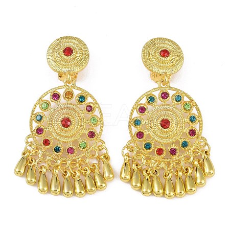 Bohemia Zinc Alloy Rhinestone Clip-on Earrings LS-EJEW-C089-02A-G-1