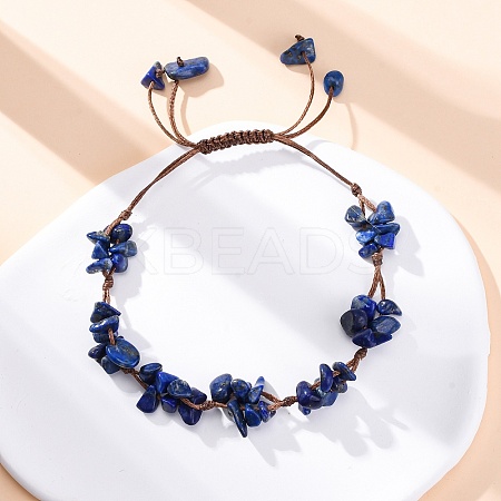 Adjustable Natural Lapis Lazuli Braided Bead Bracelets for Women BJEW-U035-02G-1