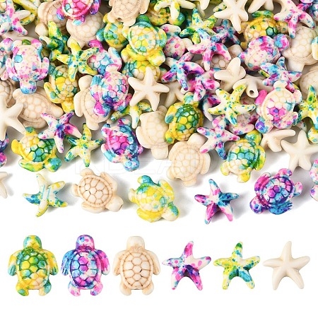 120Pcs 6 Styles Synthetic Turquoise Dyed Beads G-YW0002-30-1
