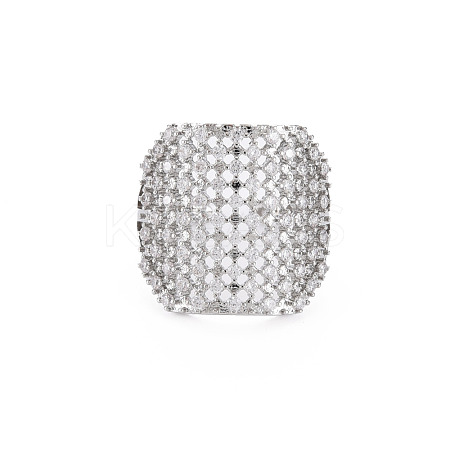 Brass Micro Pave Cubic Zirconia Cuff Rings RJEW-S045-150P-1