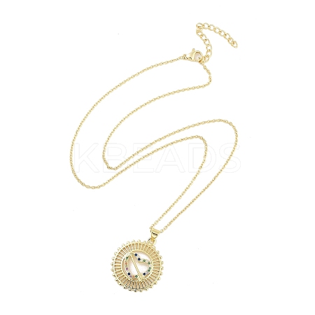 Brass Micro Pave Clear Cubic Zirconia Pendant Necklaces NJEW-Z035-02B-G-1