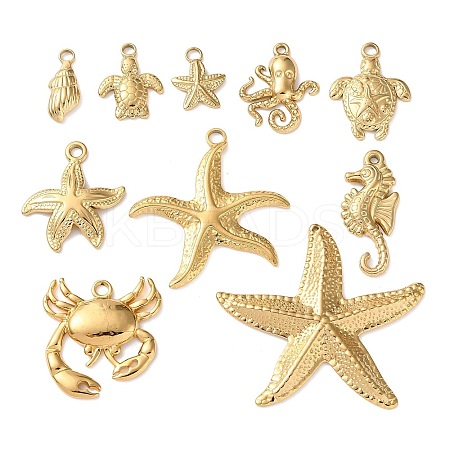10Pcs Ocean Theme 304 Stainless Steel Pendants STAS-P426-04G-1