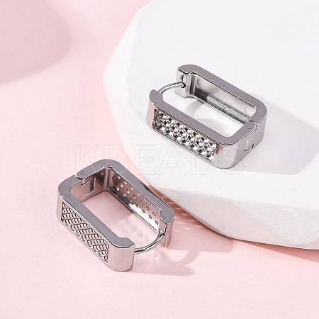 304 Stainless Steel Rectangle Hoop Earrings EJEW-D331-15P-1