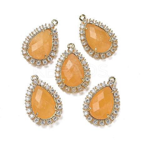 Natural Topaz Jade Faceted Teardrop Pendants G-I375-01G-03-1
