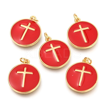 Brass Enamel Pendants KK-B027-02G-A-1