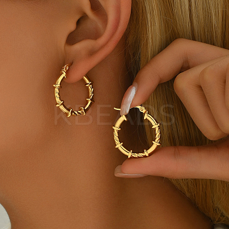 201 Stainless Steel Vine Pattern Hoop Earrings for Women LS-EX3433-1