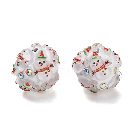 Christmas Theme Polymer Clay Rhinestone Beads with Resin RESI-Z045-01D-1