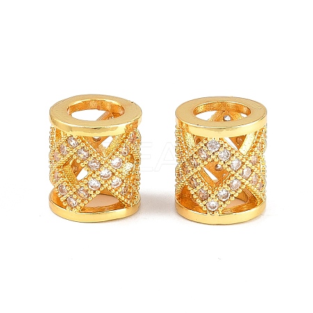 Brass Micro Pave Clear Cubic Zirconia European Beads CU-CBA6A75-25G-1