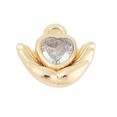 Brass Micro Pave Cubic Zirconia Charms LS-ZIRC-P122-01A-G01-1