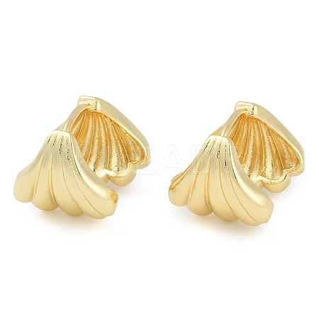 Rack Plating Shell shape Brass Hoop Earrings for Women EJEW-Z059-03G-1