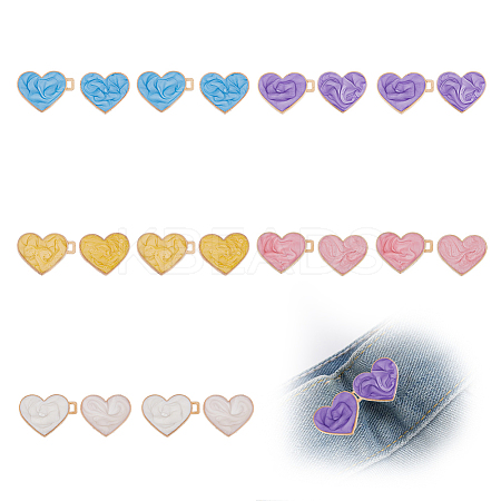10 Sets 5 Colors Heart Alloy Adjustable Jean Button Pins DIY-FG0004-95-1