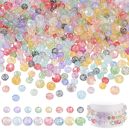 560Pcs 2 Styles Transparent Crackle Glass Beads Strands CCG-PH0001-25-1