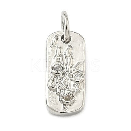Five Elements Theme Brass Micro Pave Clear Cubic Zirconia Charms KK-F934-02D-P-1