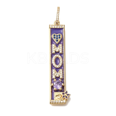 Mother's Day Brass Micro Pave Cubic Zirconia Pendants KK-K389-043G-1