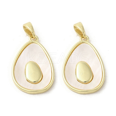 Brass Pave Shell Pendants KK-I708-08A-G-1