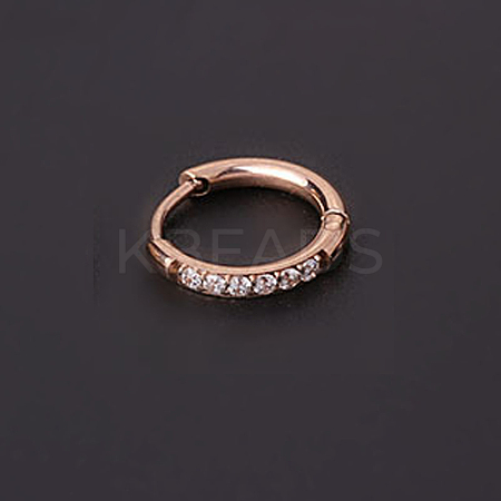 316 Stainless Steel Micro Pave Clear Cubic Zirconia Hoop Cartilage Earrings WG9FB89-02-1