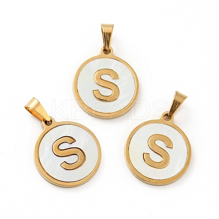 PVD Vacuum Plating 304 Stainless Steel with White Shell Pendants STAS-G268-01S-G-1
