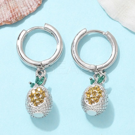 Brass Cubic Zirconia Hoop Earrings EJEW-Q015-02P-A-1