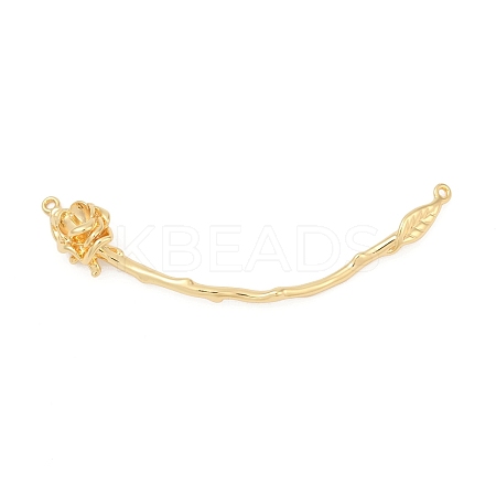Brass Curved Bar Flower Connector Charms KK-P302-07G-1