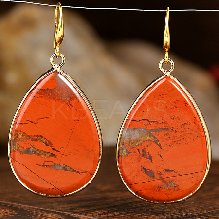 Natural Red Jasper Teardrop Dangle Earrings FS-WG5CAE0-04-1