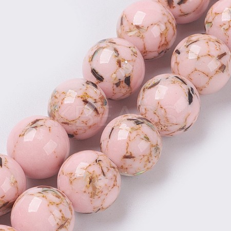 Sea Shell and Synthetic Turquoise Assembled Beads Strands G-G758-09-12mm-1
