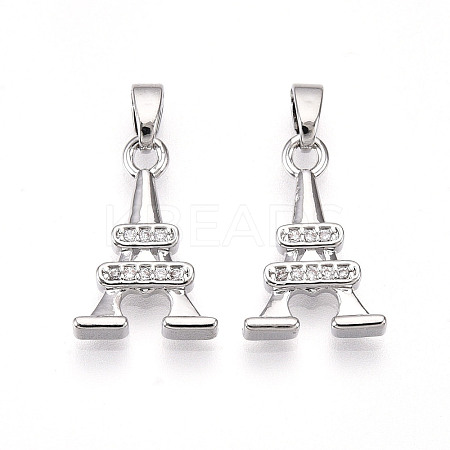 Brass Micro Pave Cubic Zirconia Pendants KK-T070-89P-1