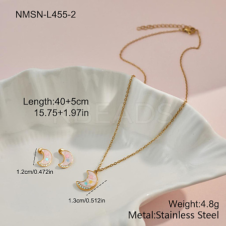 304 Stainless Steel Pendant Necklaces & Stud Earrings Sets for Girl's WG60F59-02-1