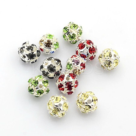 Brass Rhinestone Beads RB-A019-8mm-S-1