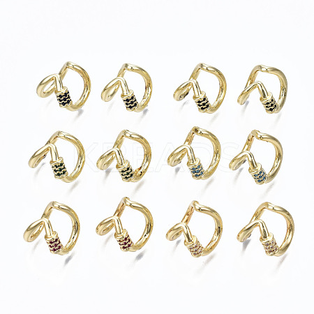 Brass Micro Pave Cubic Zirconia Cuff Earrings EJEW-S210-013-NR-1