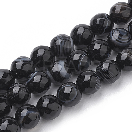 Natural Black Agate Beads Strands G-S281-51D-8mm-1