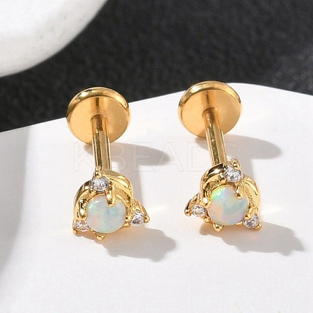 304 Stainless Steel Synthetic Opal Stud Earrings EJEW-B143-01G-06-1