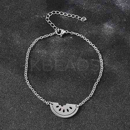 Funny 201 Stainless Steel  Watermelon Link Bracelets BJEW-B128-01P-1